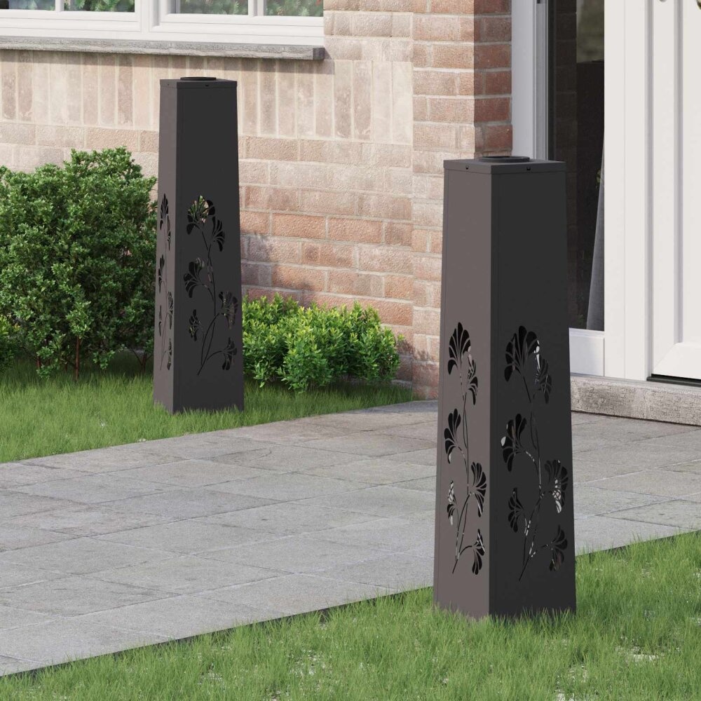 VidaXL Solar LED Pad Licht 2 pcs Zwart Koudgewalst staal