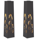 VidaXL Solar LED Pad Licht 2 pcs Zwart Koudgewalst staal