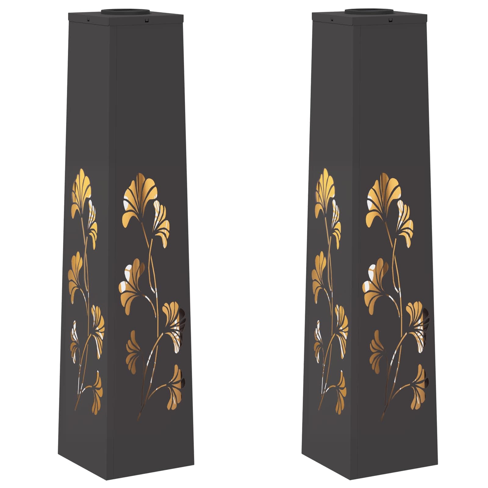 VidaXL Solar LED Pad Licht 2 pcs Zwart Koudgewalst staal