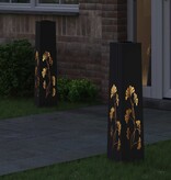 VidaXL Solar LED Pad Licht 2 pcs Zwart Koudgewalst staal