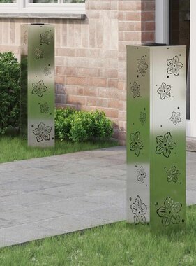 VidaXL Solar LED Pad Licht 2 pcs Gegalvaniseerd Gegalvaniseerd