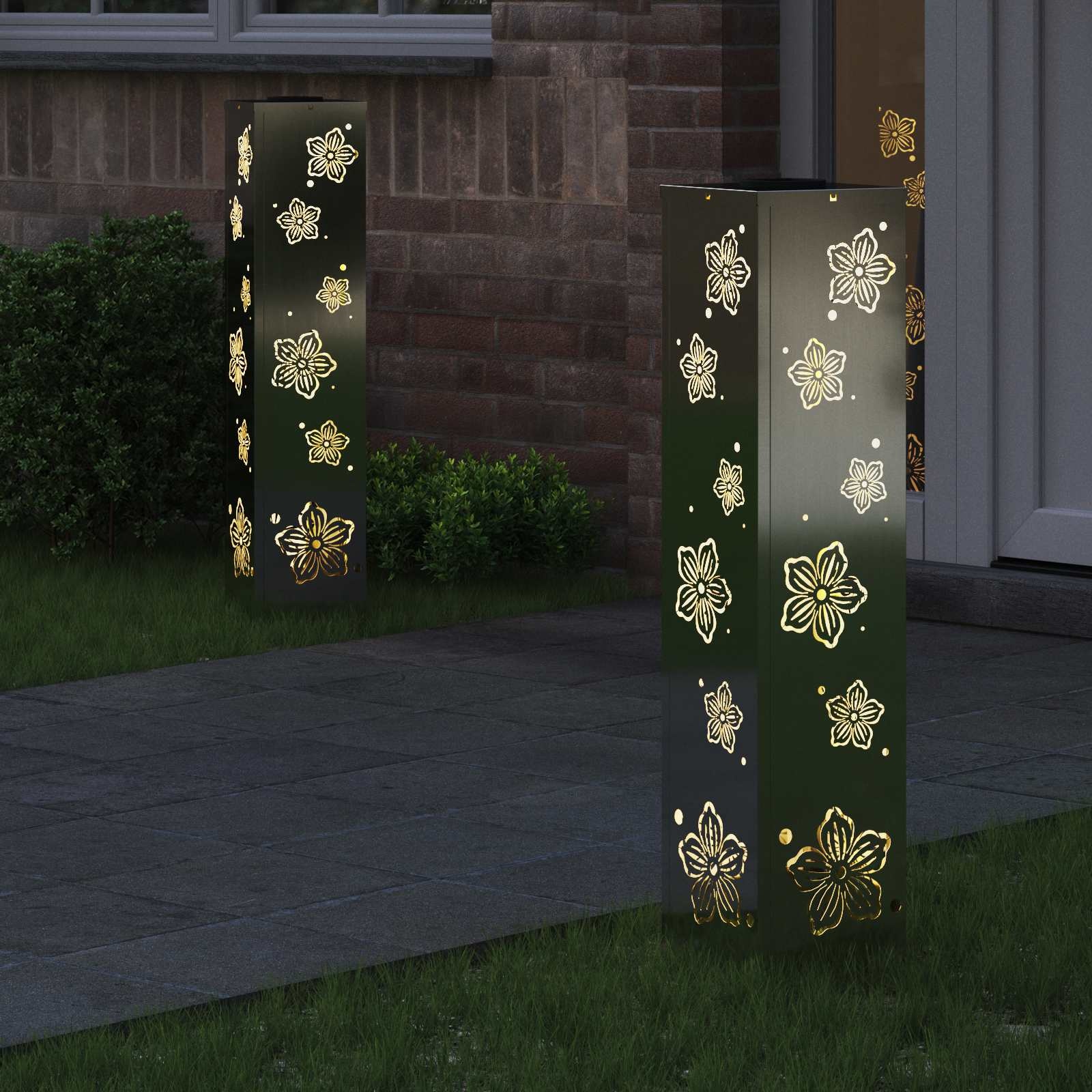 VidaXL Solar LED Pad Licht 2 pcs Gegalvaniseerd Gegalvaniseerd