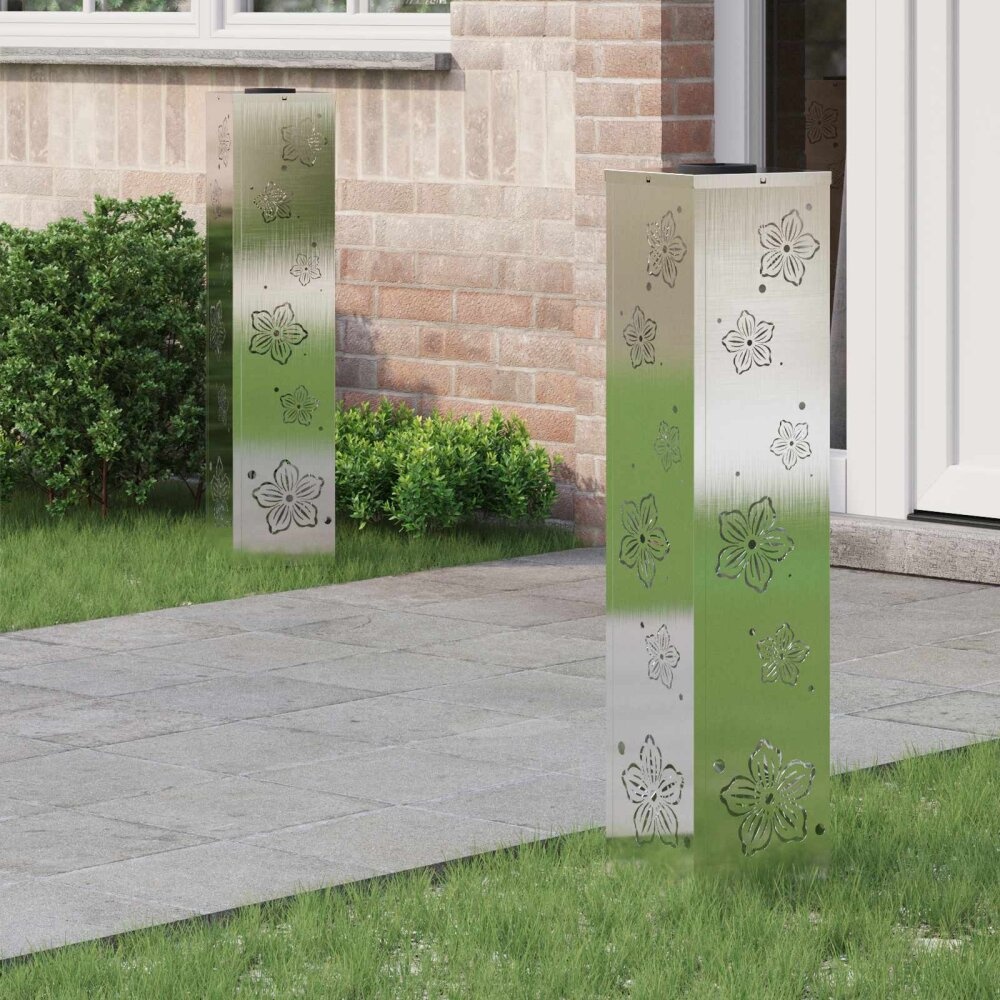 VidaXL Solar LED Pad Licht 2 pcs Roestvrij staal Roestvrij staal