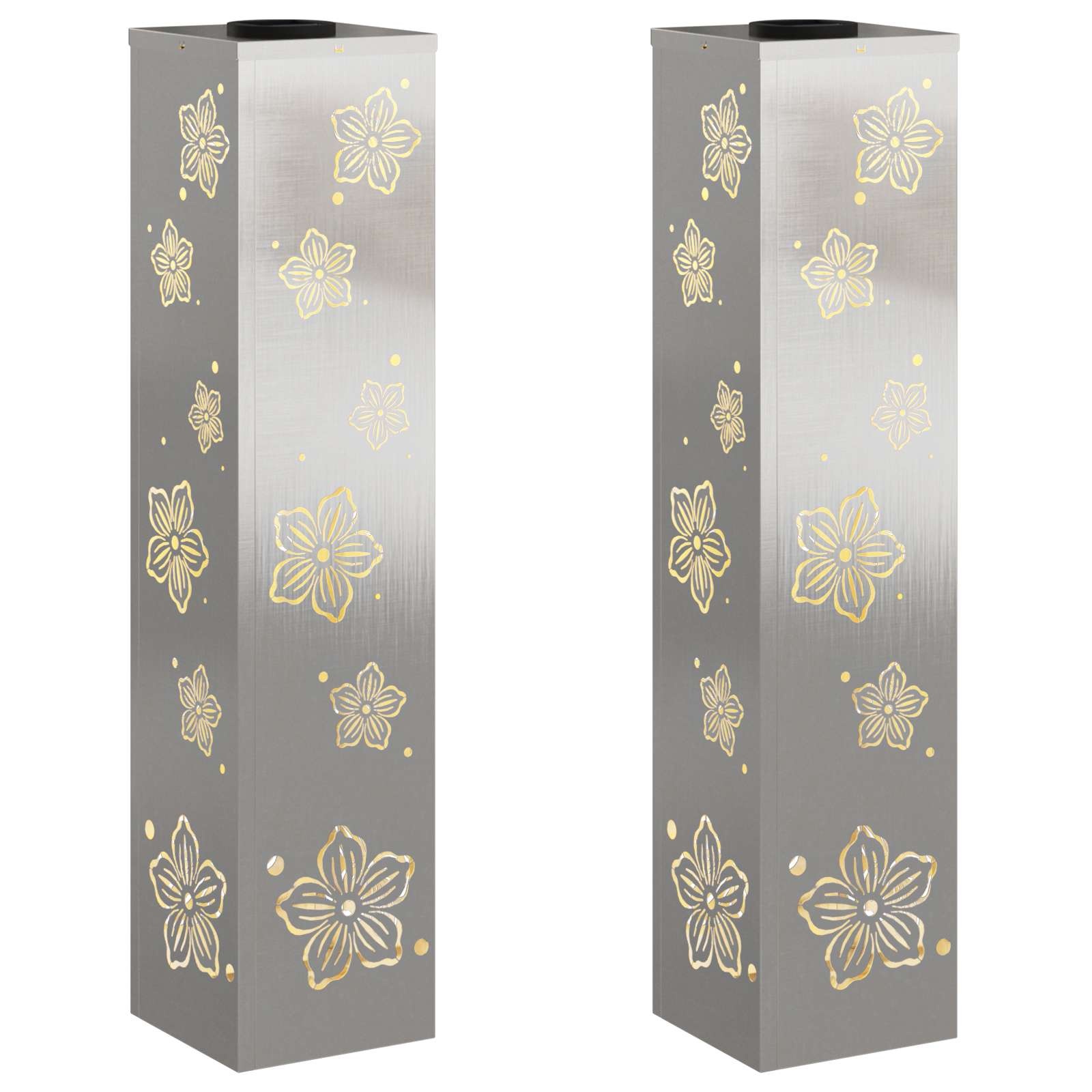 VidaXL Solar LED Pad Licht 2 pcs Roestvrij staal Roestvrij staal