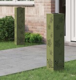 VidaXL Solar LED Pad Licht 2 pcs Olijf Groen Koudgewalst staal