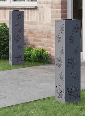 VidaXL Solar LED Pad Licht 2 pcs Antraciet Koudgewalst staal