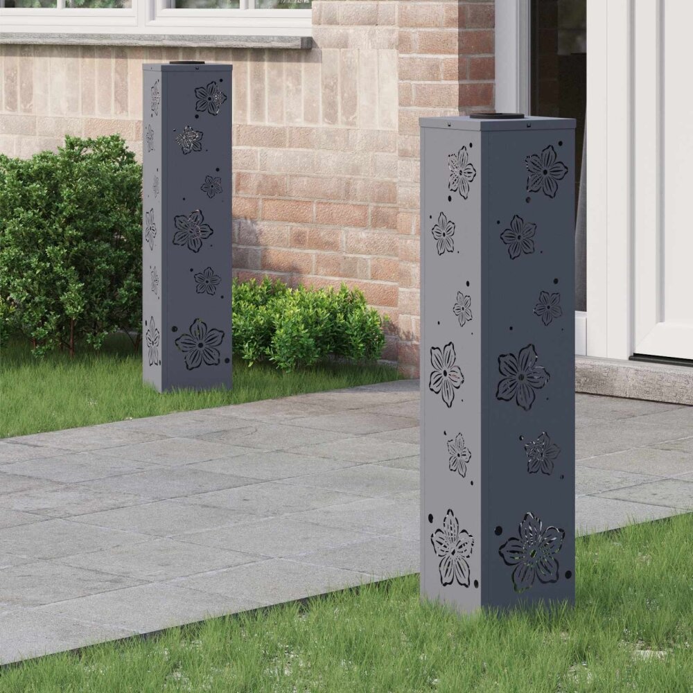 VidaXL Solar LED Pad Licht 2 pcs Antraciet Koudgewalst staal