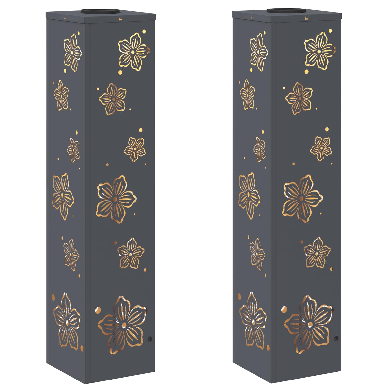 VidaXL Solar LED Pad Licht 2 pcs Antraciet Koudgewalst staal