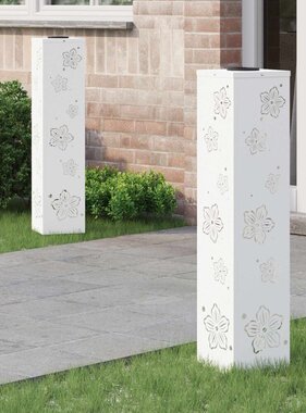VidaXL Solar LED Pad Licht 2 pcs Wit Koudgewalst staal