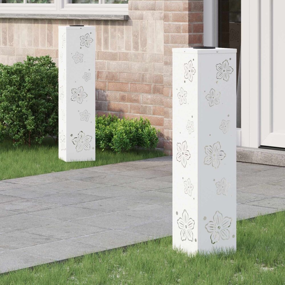 VidaXL Solar LED Pad Licht 2 pcs Wit Koudgewalst staal