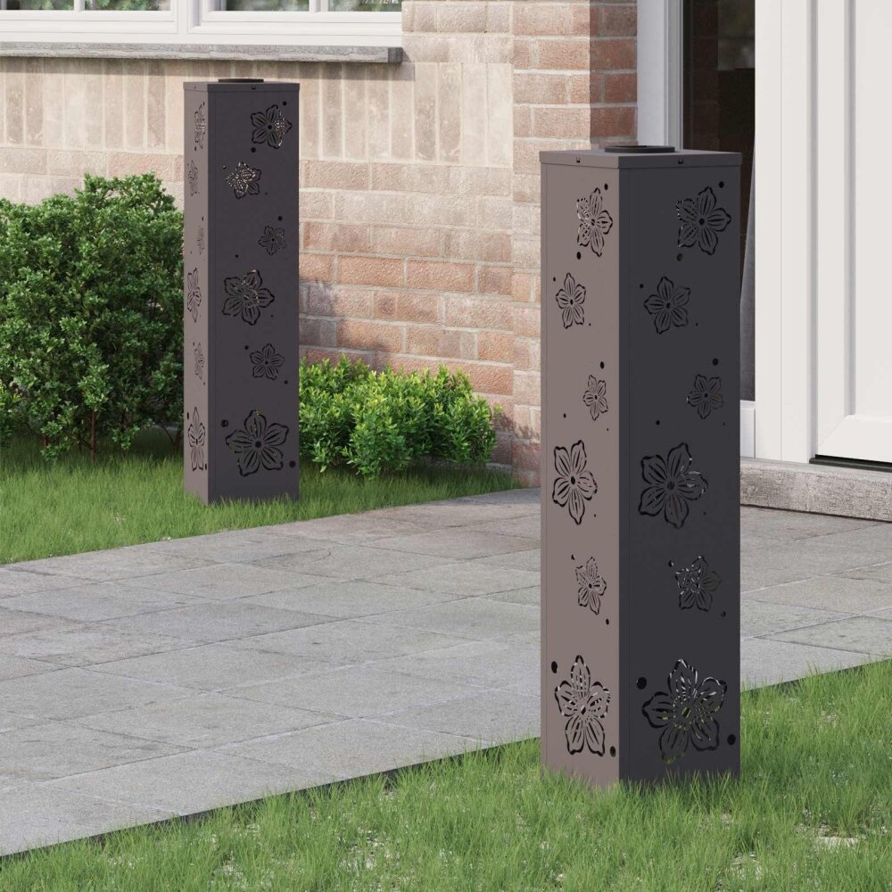 VidaXL Solar LED Pad Licht 2 pcs Zwart Koudgewalst staal