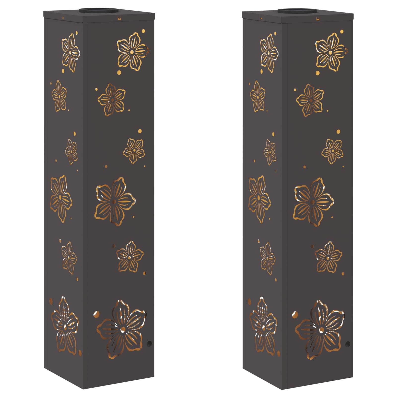 VidaXL Solar LED Pad Licht 2 pcs Zwart Koudgewalst staal