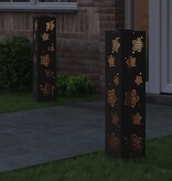 VidaXL Solar LED Pad Licht 2 pcs Zwart Koudgewalst staal