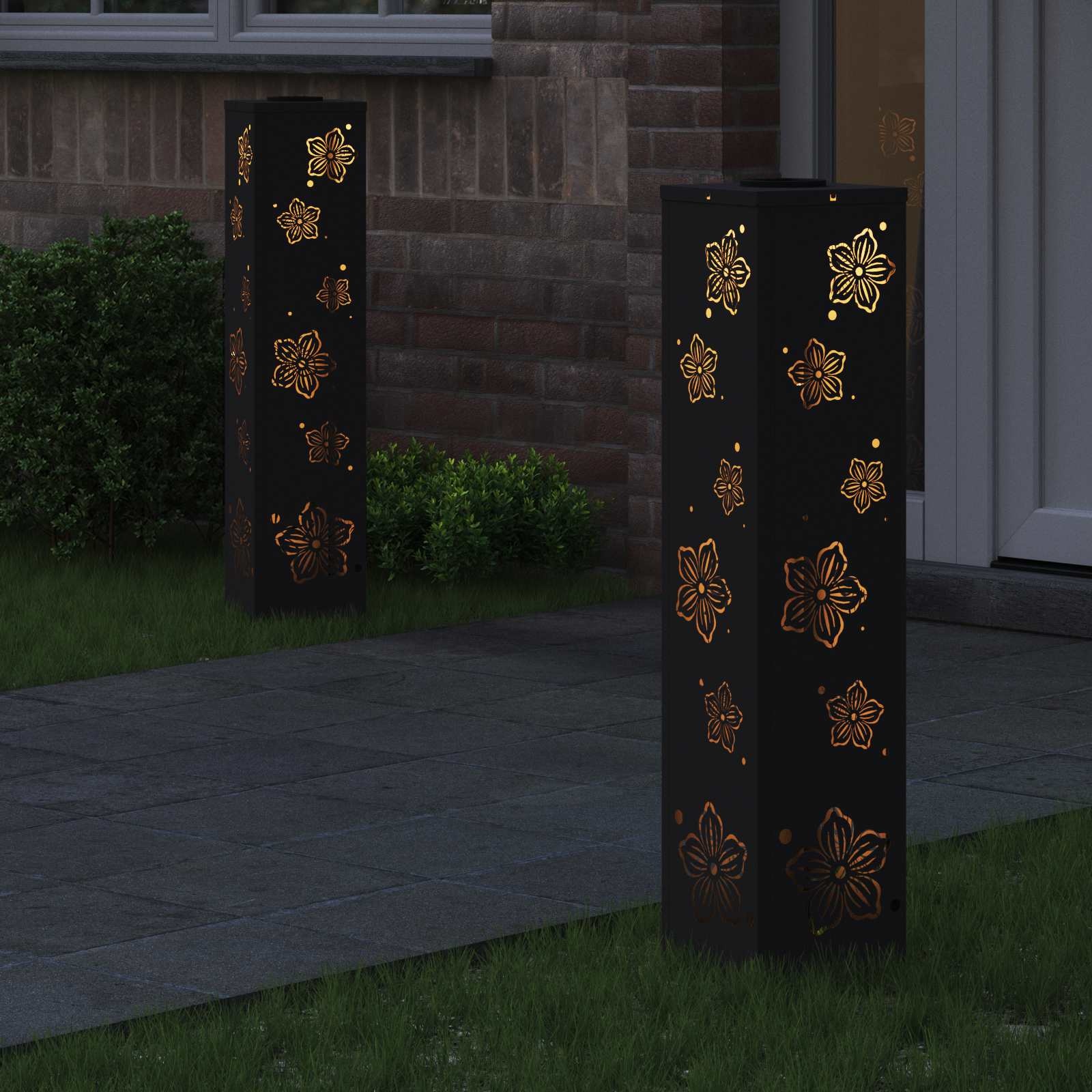 VidaXL Solar LED Pad Licht 2 pcs Zwart Koudgewalst staal