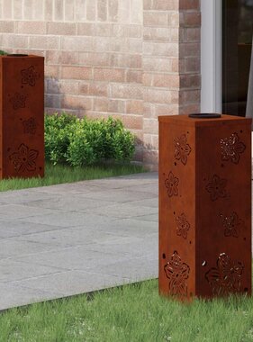 VidaXL Solar LED Pad Licht 2 pcs Cortenstaal Cortenstaal