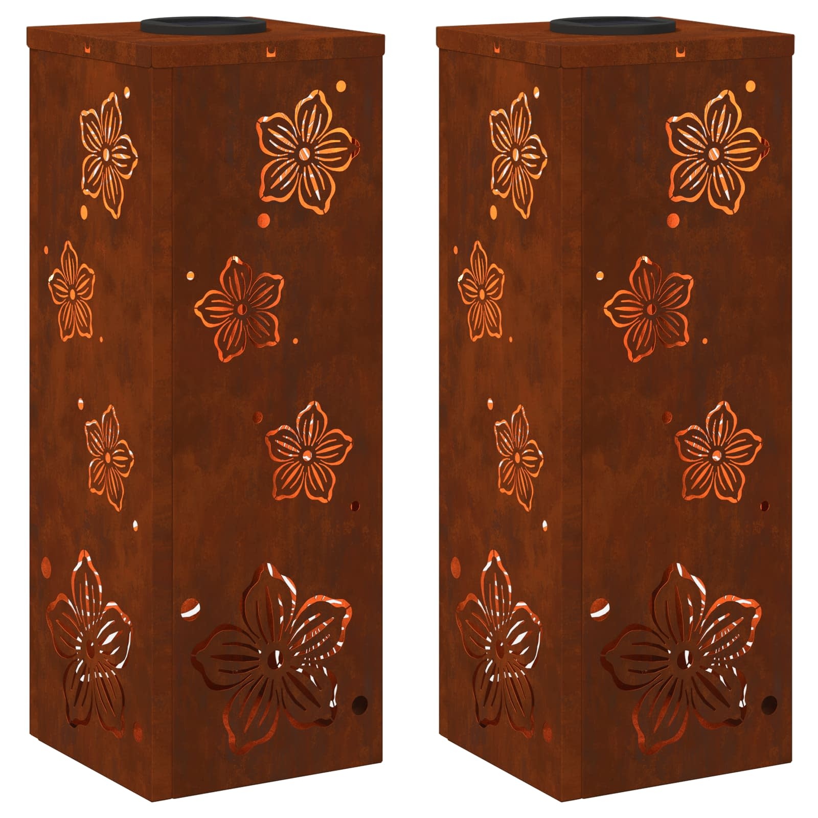 VidaXL Solar LED Pad Licht 2 pcs Cortenstaal Cortenstaal