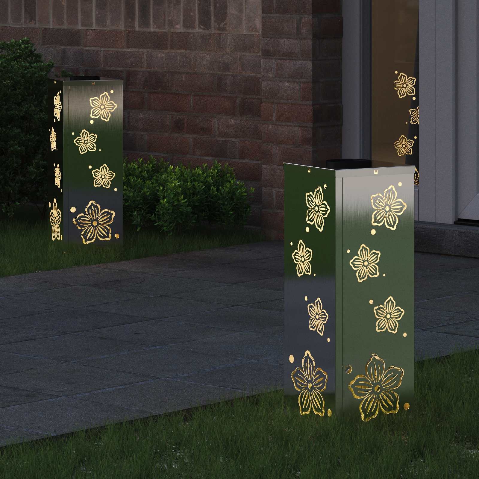 VidaXL Solar LED Pad Licht 2 pcs Roestvrij staal Roestvrij staal