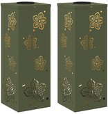 VidaXL Solar LED Pad Licht 2 pcs Olijf Groen Koudgewalst staal