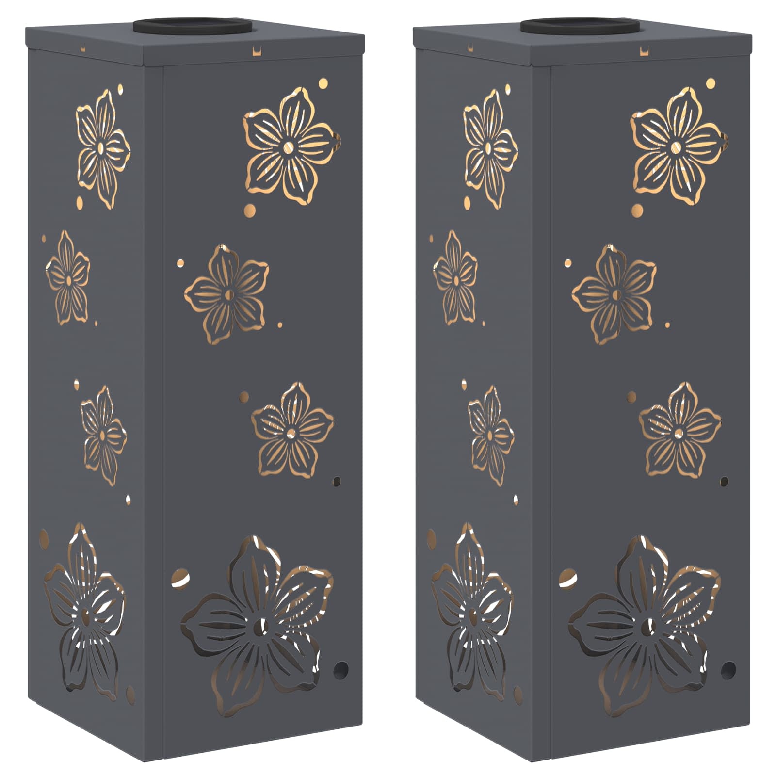 VidaXL Solar LED Pad Licht 2 pcs Antraciet Koudgewalst staal