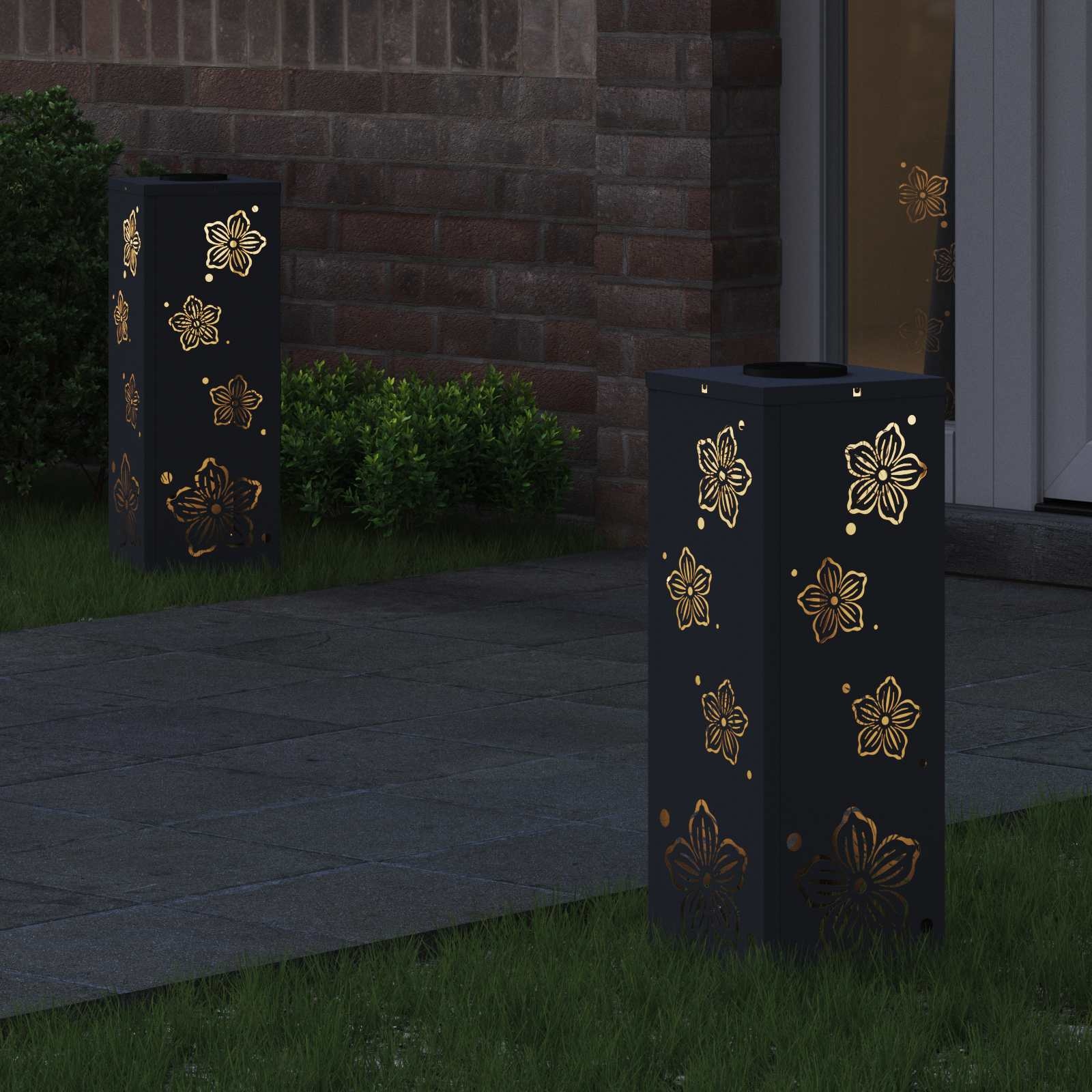 VidaXL Solar LED Pad Licht 2 pcs Antraciet Koudgewalst staal