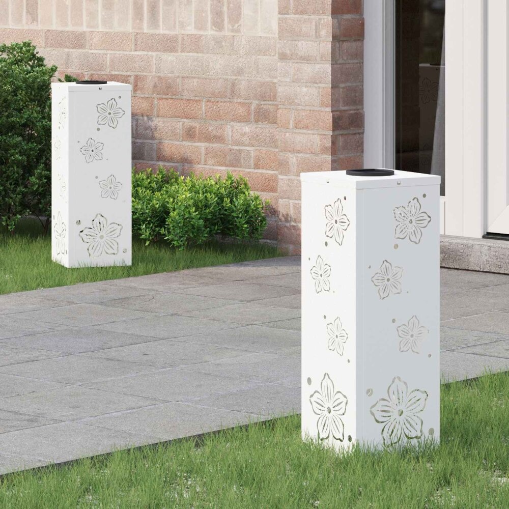 VidaXL Solar LED Pad Licht 2 pcs Wit Koudgewalst staal