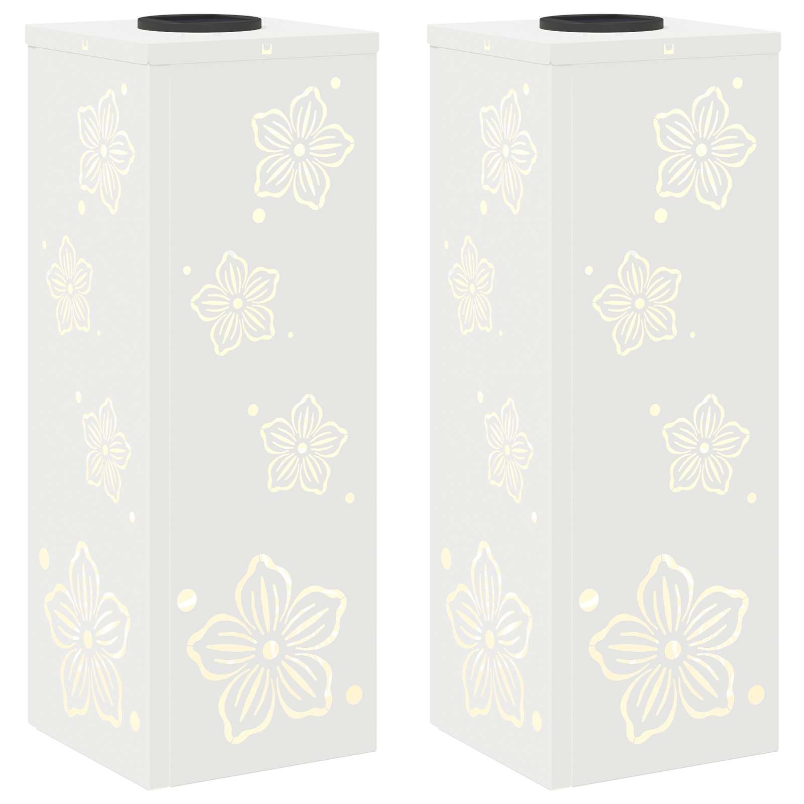 VidaXL Solar LED Pad Licht 2 pcs Wit Koudgewalst staal