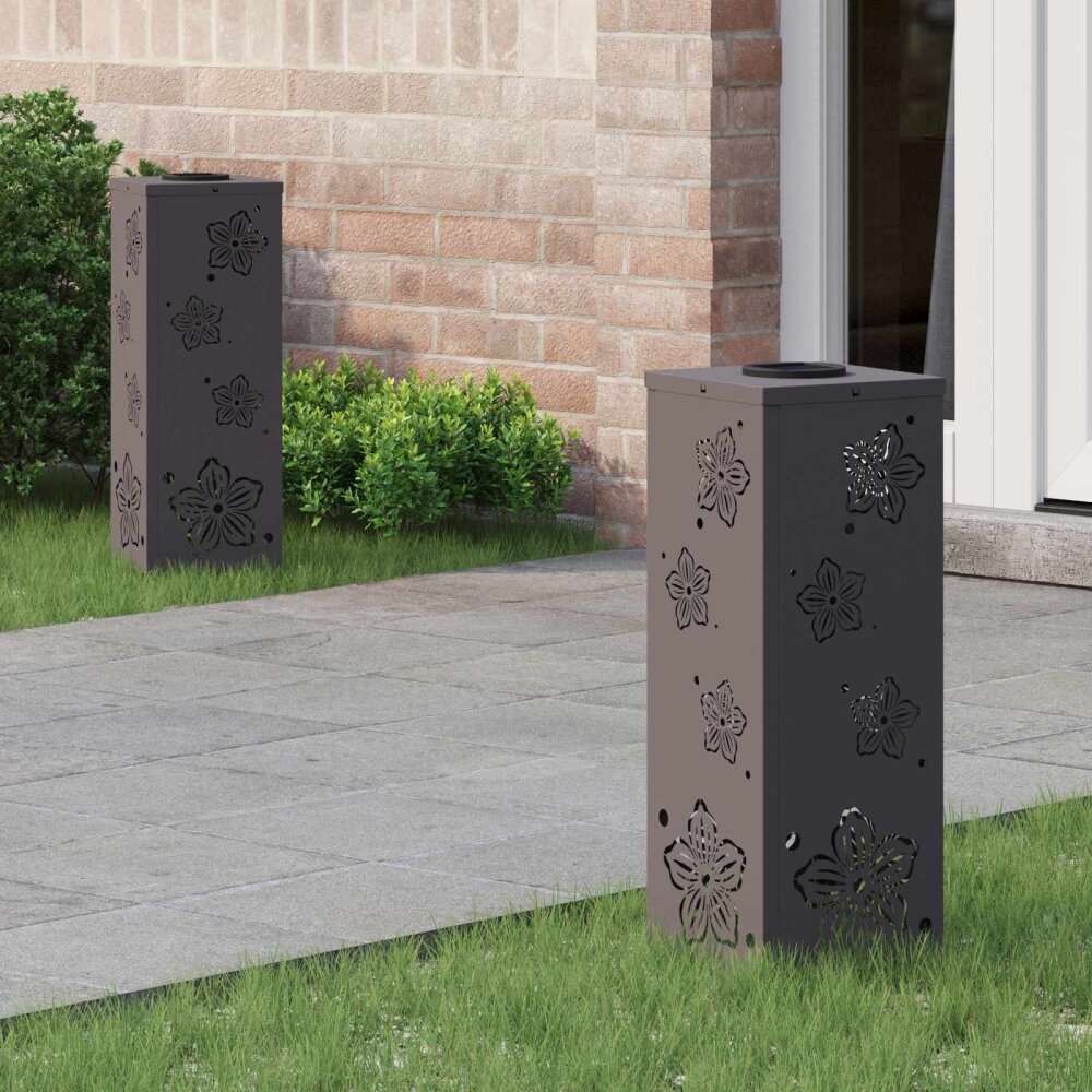 VidaXL Solar LED Pad Licht 2 pcs Zwart Koudgewalst staal