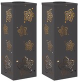 VidaXL Solar LED Pad Licht 2 pcs Zwart Koudgewalst staal