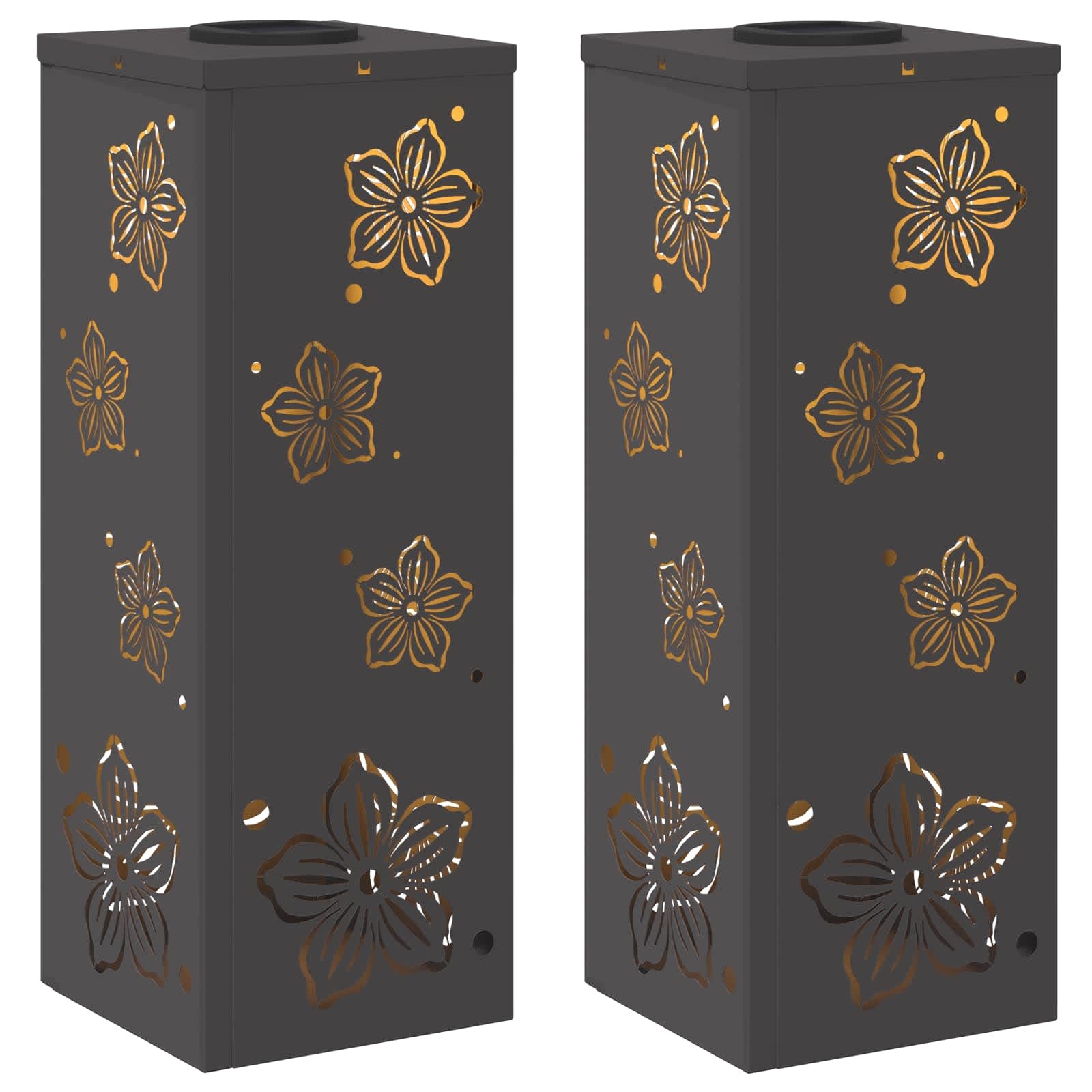 VidaXL Solar LED Pad Licht 2 pcs Zwart Koudgewalst staal