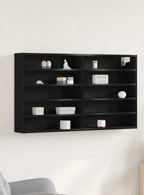 VidaXL Vitrinekast met plank Zwart Eiken 100 x 15 x 58 cm Bewerkt hout