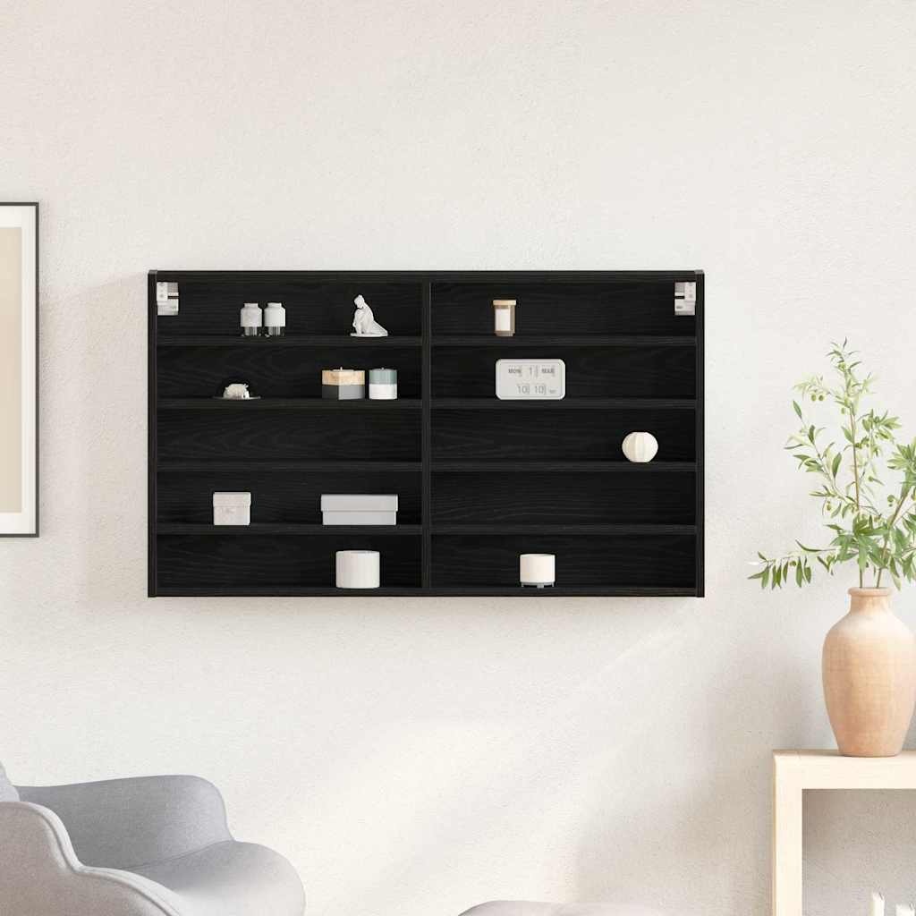 VidaXL Vitrinekast met plank Zwart Eiken 100 x 15 x 58 cm Bewerkt hout