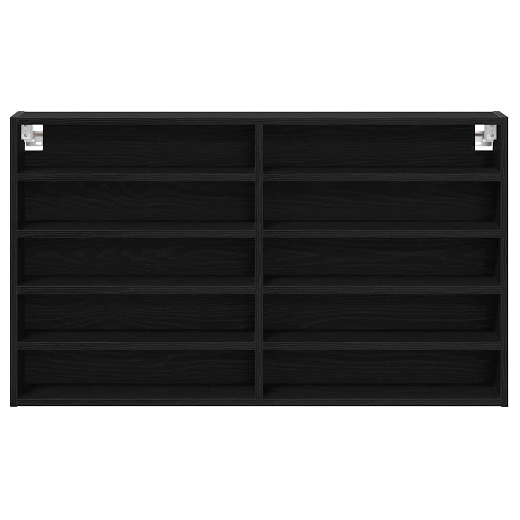 VidaXL Vitrinekast met plank Zwart Eiken 100 x 15 x 58 cm Bewerkt hout
