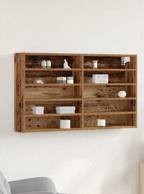 VidaXL Vitrinekast met plank Oudhout 100 x 15 x 58 cm Bewerkt hout