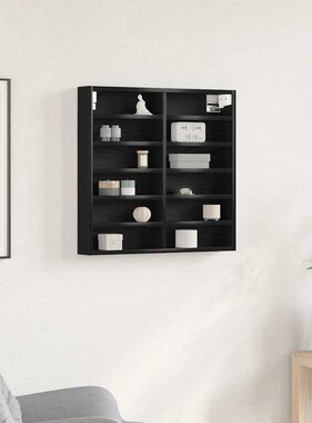 VidaXL Vitrinekast met plank Zwart Eiken 60 x 8,5 x 58 cm Bewerkt hout