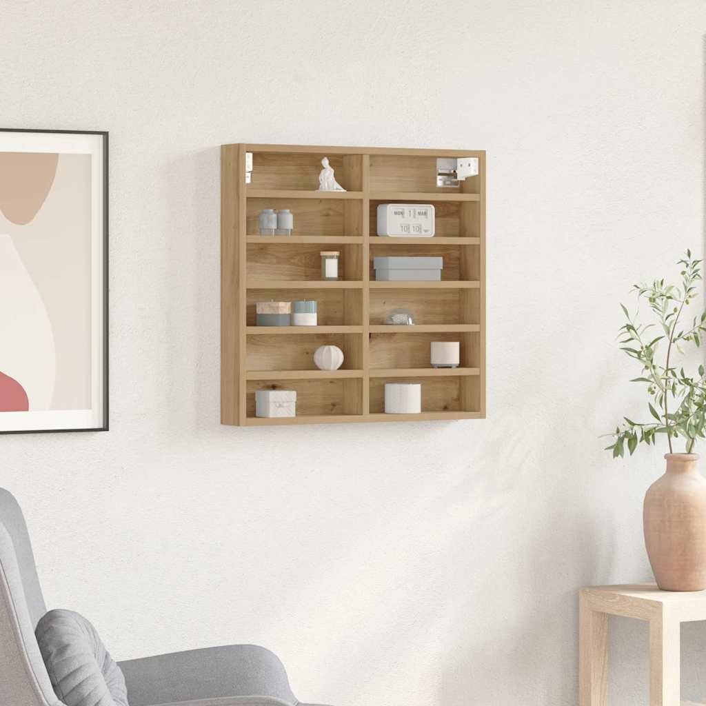 VidaXL Vitrinekast Artisan Eiken 60 x 8,5 x 58 cm Bewerkt hout