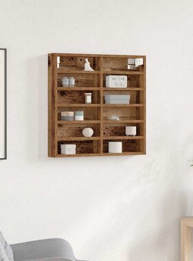 VidaXL Vitrinekast met plank Oudhout 60 x 8,5 x 58 cm Bewerkt hout