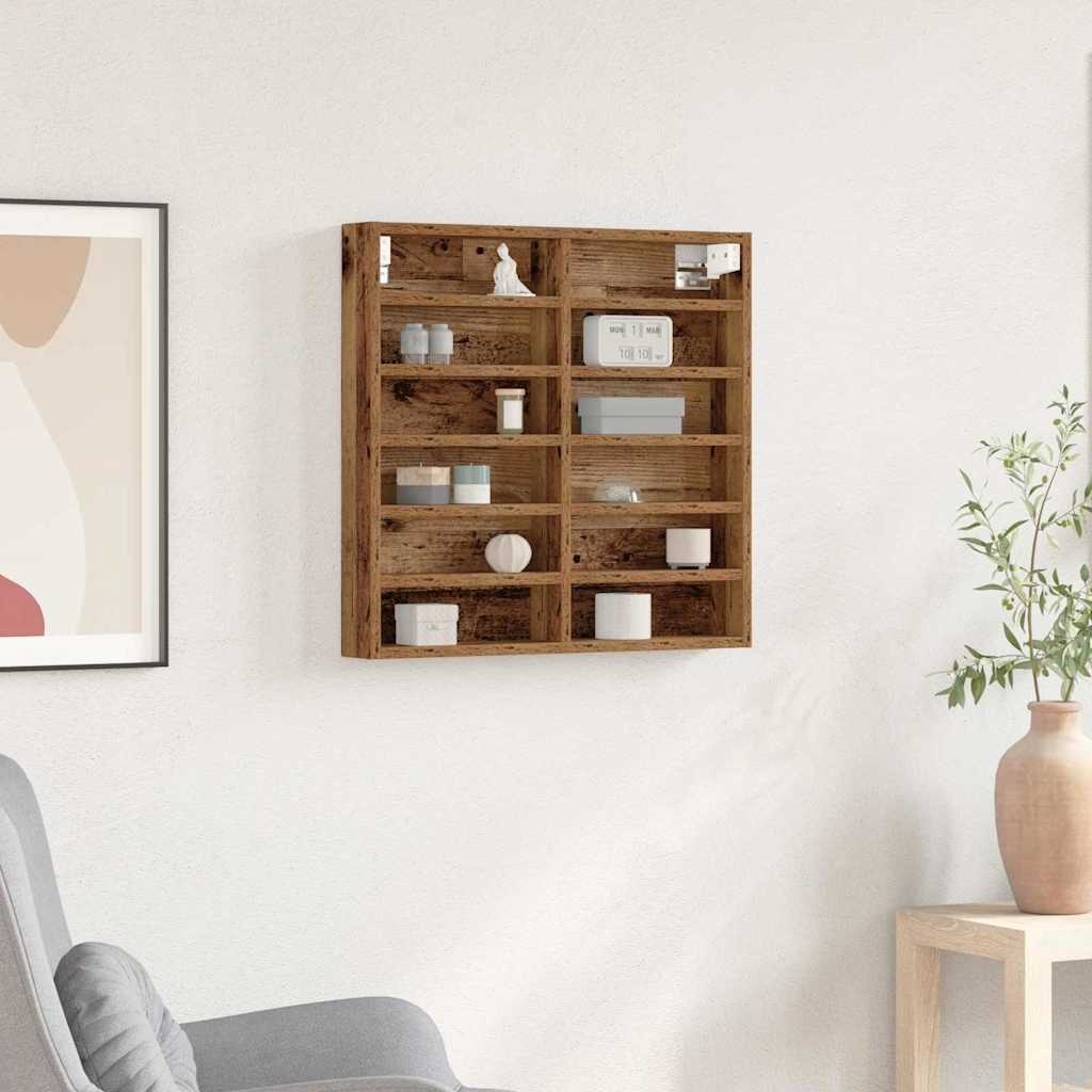 VidaXL Vitrinekast met plank Oudhout 60 x 8,5 x 58 cm Bewerkt hout