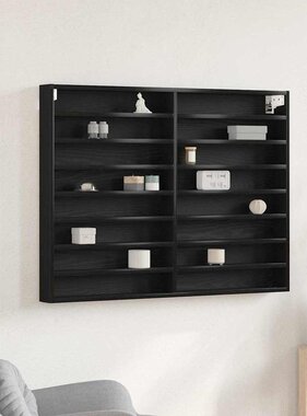 VidaXL Vitrinekast Zwart Eiken 100 x 8,5 x 75 cm Bewerkt hout