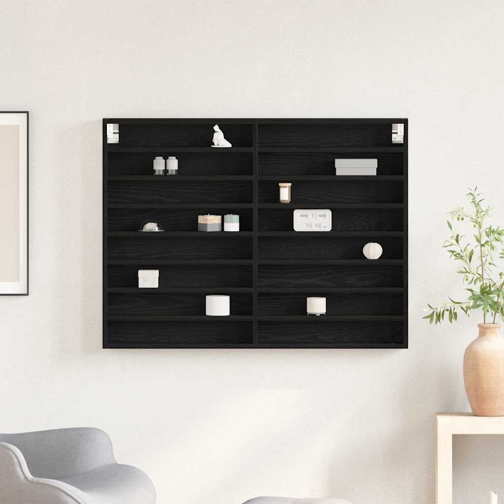 VidaXL Vitrinekast Zwart Eiken 100 x 8,5 x 75 cm Bewerkt hout