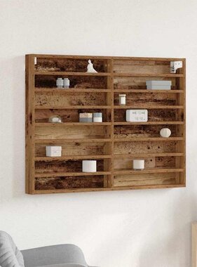 VidaXL Vitrinekast met plank Oudhout 100 x 8,5 x 75 cm Bewerkt hout