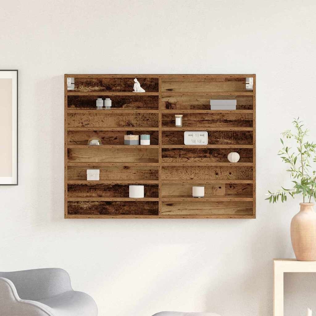 VidaXL Vitrinekast met plank Oudhout 100 x 8,5 x 75 cm Bewerkt hout