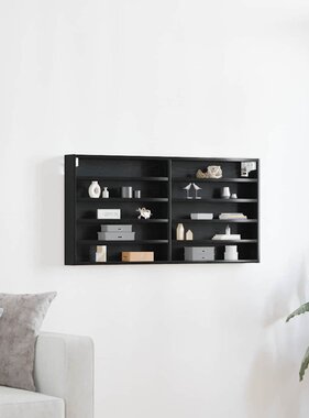 VidaXL Vitrinekast Zwart Eiken 100 x 8,5 x 50 cm Bewerkt hout
