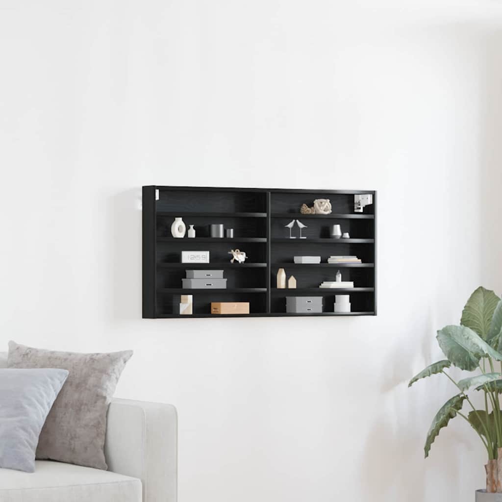VidaXL Vitrinekast Zwart Eiken 100 x 8,5 x 50 cm Bewerkt hout