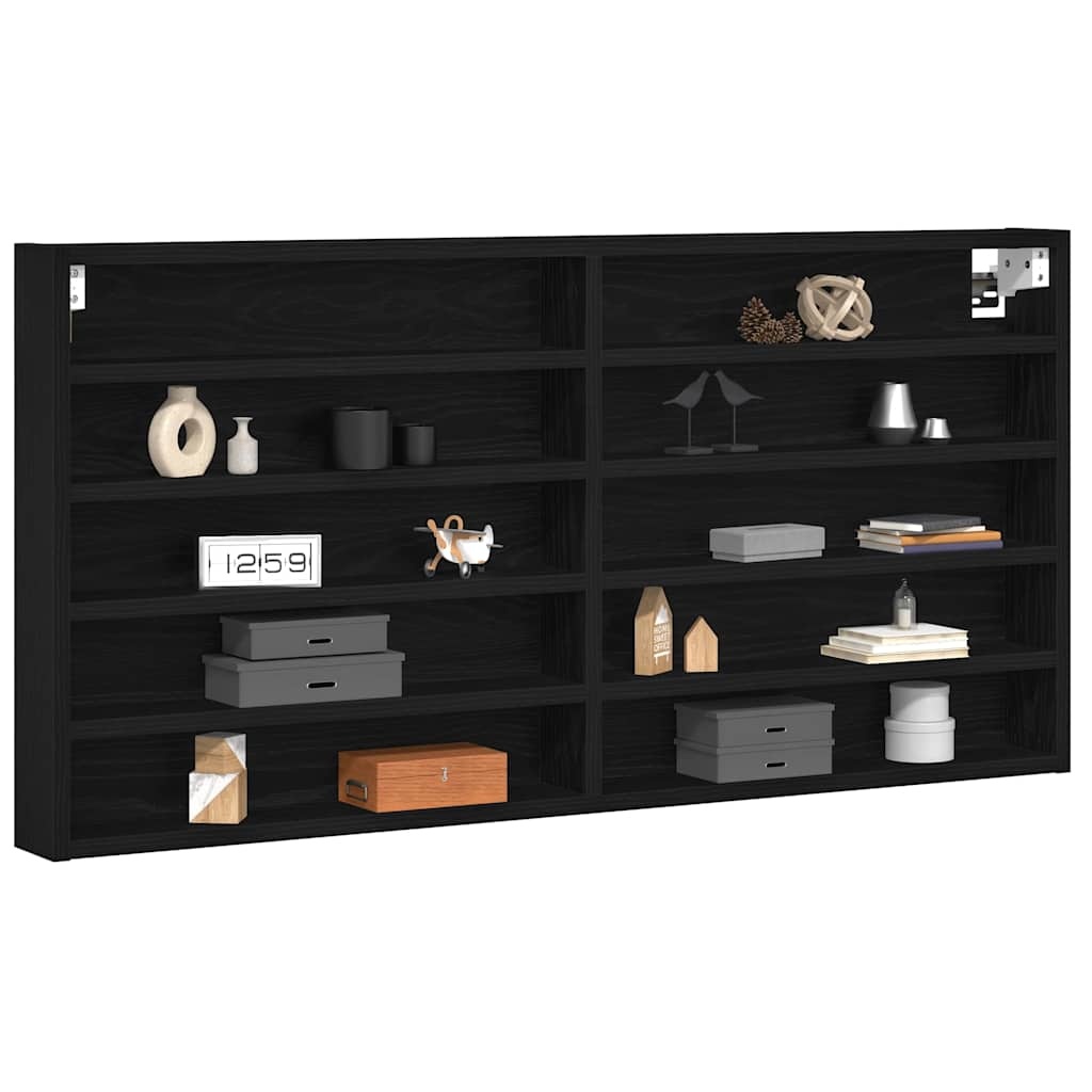 VidaXL Vitrinekast Zwart Eiken 100 x 8,5 x 50 cm Bewerkt hout