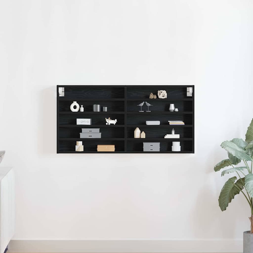 VidaXL Vitrinekast Zwart Eiken 100 x 8,5 x 50 cm Bewerkt hout