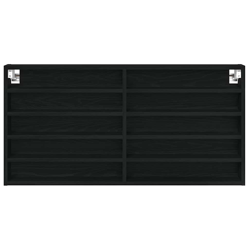 VidaXL Vitrinekast Zwart Eiken 100 x 8,5 x 50 cm Bewerkt hout