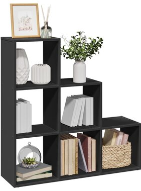 VidaXL Kamerscherm / boekenkast 3-laags 99x29x99 cm bewerkt hout zwart