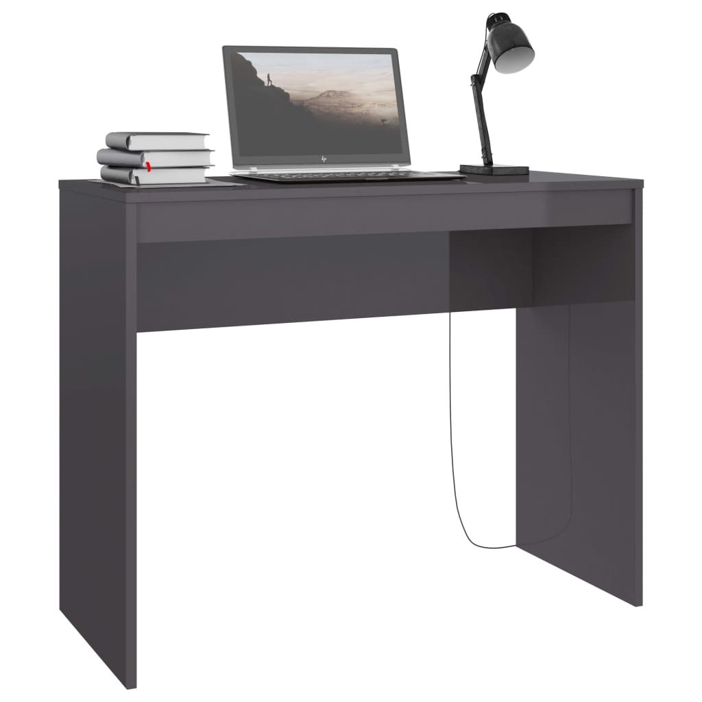 VidaXL Bureau 90x40x72 cm bewerkt hout hoogglans grijs
