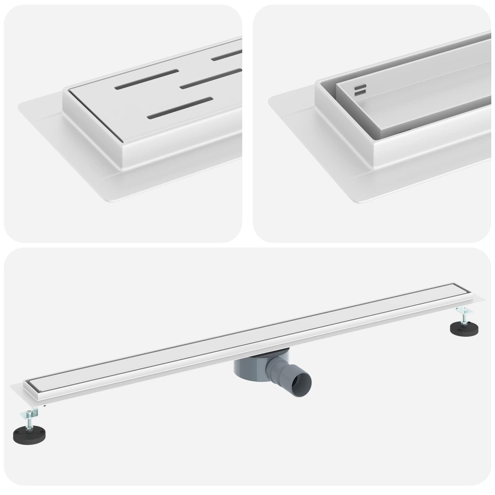 VidaXL Doucheafvoer 2-in-1 met 360° Sifon Zilver 100 cm