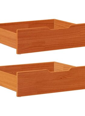 VidaXL Bedlades 2 st 65x55x17 massief grenenhout wasbruin